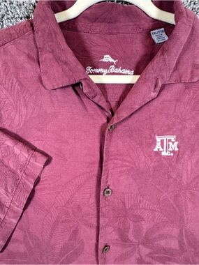 Texas A&M Aggies Tommy Bahama Silk Mens XXL Maroon Hawaiian Button Up Shirt NCAA